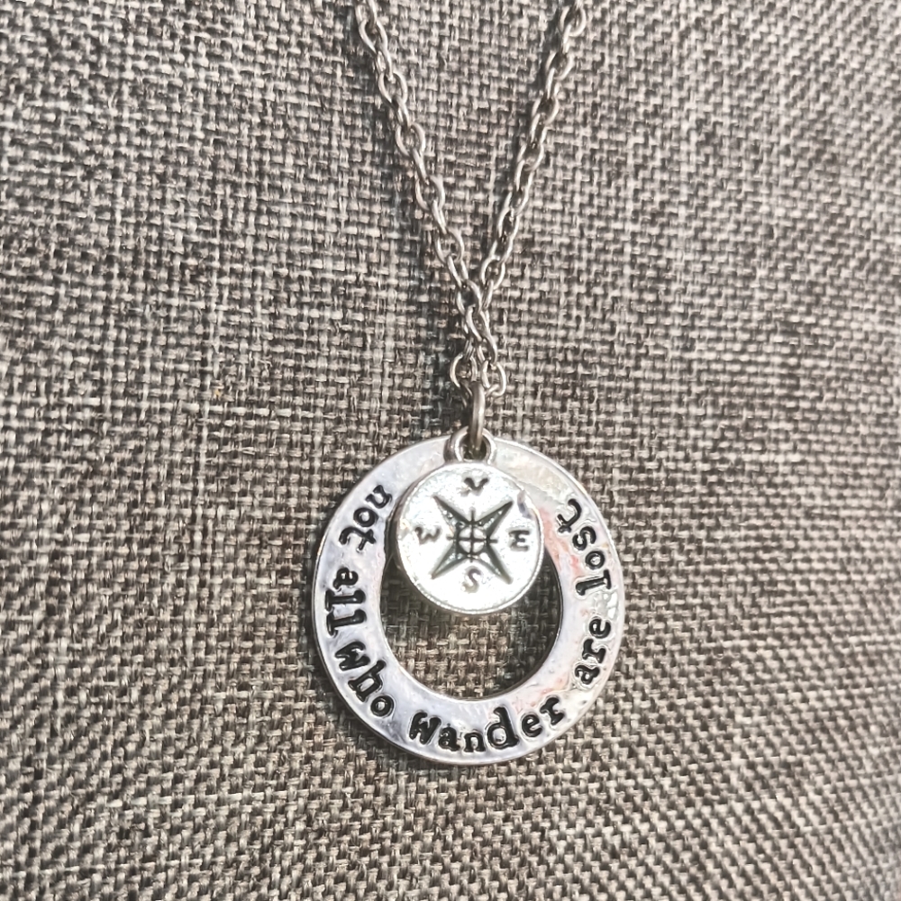 Compass Wander quote necklace